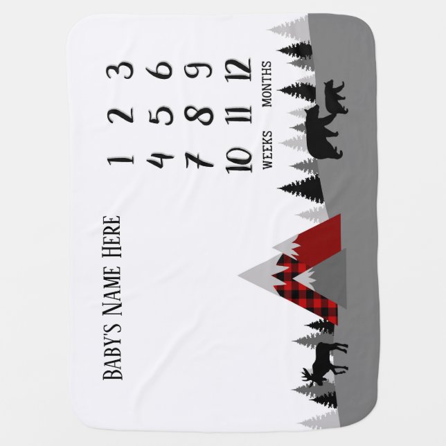 Buffalo Plaid Milestone Baby Blanket (Front)