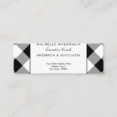 Buffalo Plaid Modern Corporate Black and White Mini Business Card (Front)