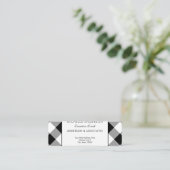 Buffalo Plaid Modern Corporate Black and White Mini Business Card (Standing Front)