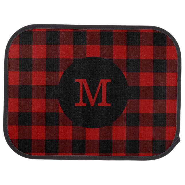 Buffalo Plaid Monogram Car Floor Mat (Rear)
