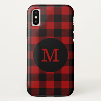 Buffalo Plaid Monogram iPhone X Case