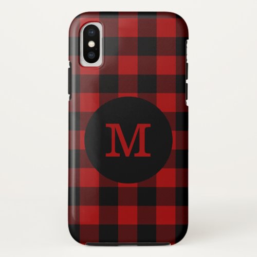 Buffalo Plaid Monogram iPhone X Case