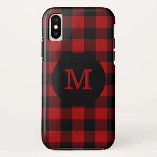 Buffalo Plaid Monogram iPhone X Case