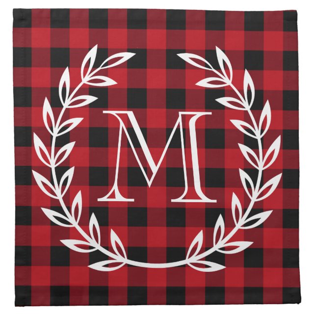 Buffalo Plaid Monogram Cloth Napkin (Front)