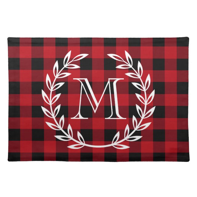 Buffalo Plaid Monogram Cloth Placemat (Front)