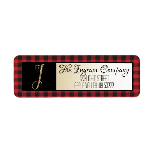  Buffalo Plaid Monogram Company Return Address  Label