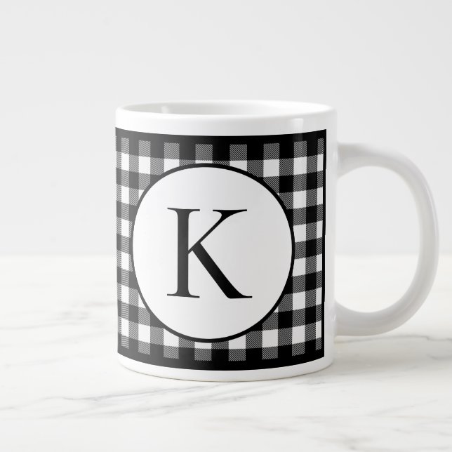 Buffalo Plaid Monogram Giant Coffee Mug (Right)