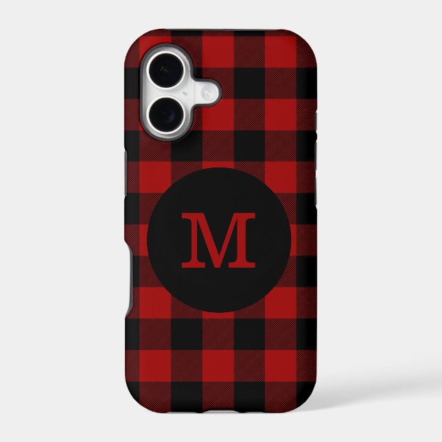 Buffalo Plaid Monogram Iphone Case (Back)