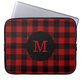 Buffalo Plaid Monogram Laptop Sleeve