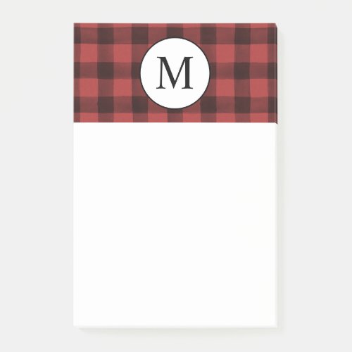 Buffalo Plaid Monogram Post it Notes