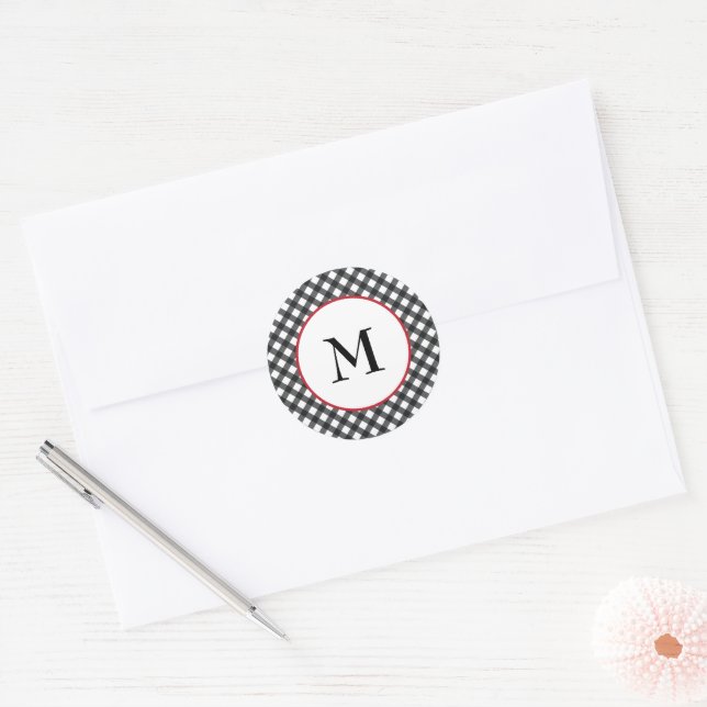 Buffalo Plaid Monogram Stickers Christmas Holidays (Envelope)