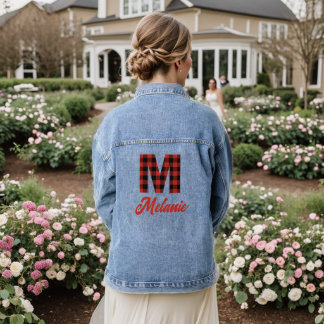 Buffalo Plaid Monogram Women's Denim Jacket
