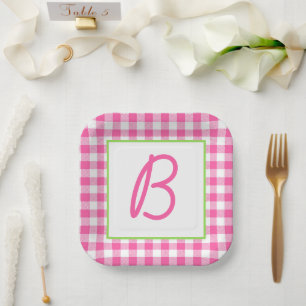 Buffalo Plaid Monogrammed Paper Plates