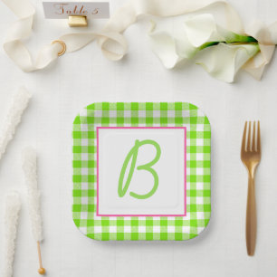 Buffalo Plaid Monogrammed Paper Plates