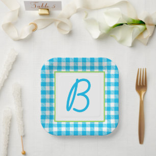 Buffalo Plaid Monogrammed Paper Plates