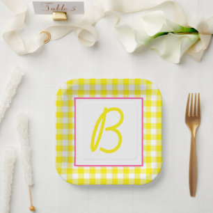 Buffalo Plaid Monogrammed Paper Plates