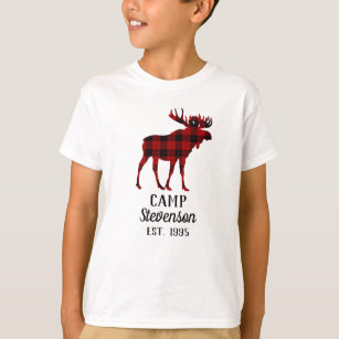 Buffalo Plaid Moose Family Camp T-Shirt