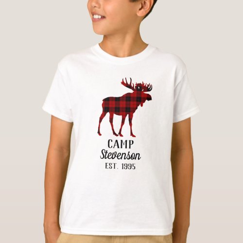Buffalo Plaid Moose Family Camp T_Shirt