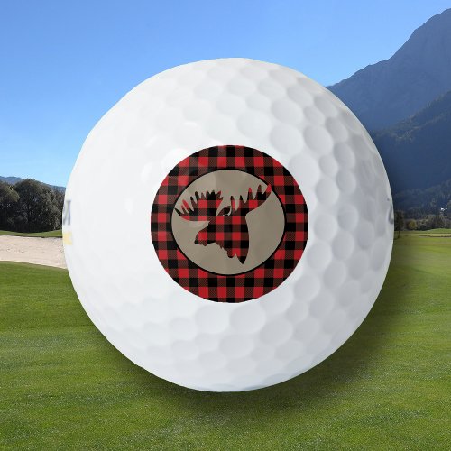 Buffalo Plaid Moose Head Golf Balls