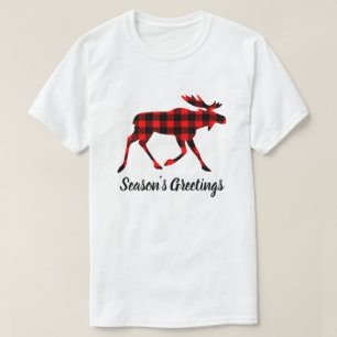 Buffalo Plaid Moose Your Greeting Background Color T-Shirt