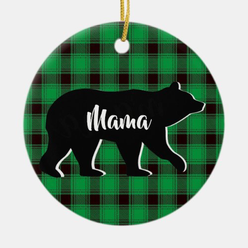 Buffalo Plaid Mother Bear Design Ornament
