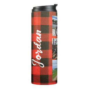 Buffalo Plaid Name and Photo Thermal Tumbler