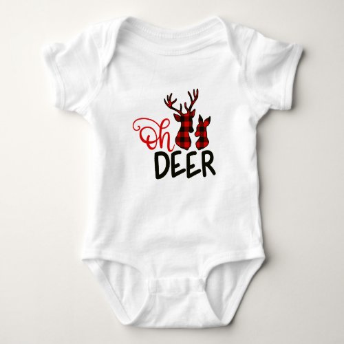 Buffalo Plaid Oh Deer T_Shirt Baby Bodysuit