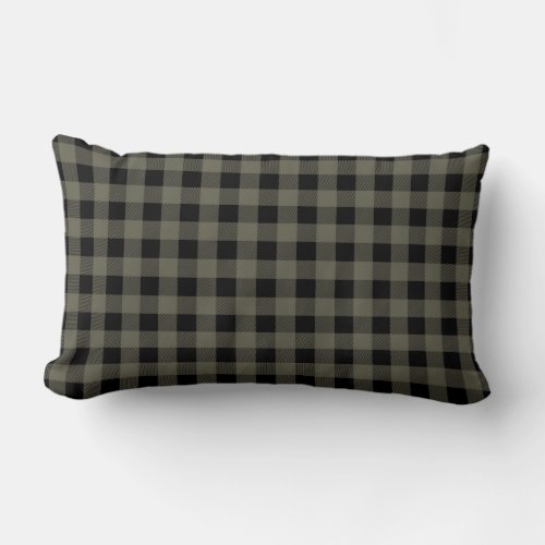 Buffalo Plaid  Olive Green and Black Lumbar Pillow