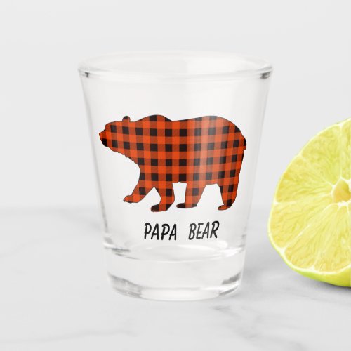 Buffalo Plaid Papa Bear Shot Glass