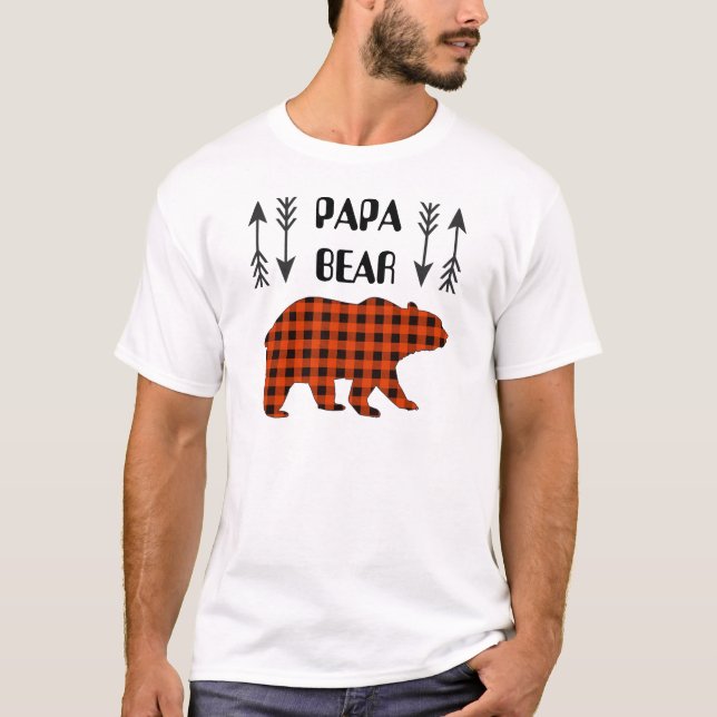 Buffalo Plaid Papa Bear T-Shirt (Front)