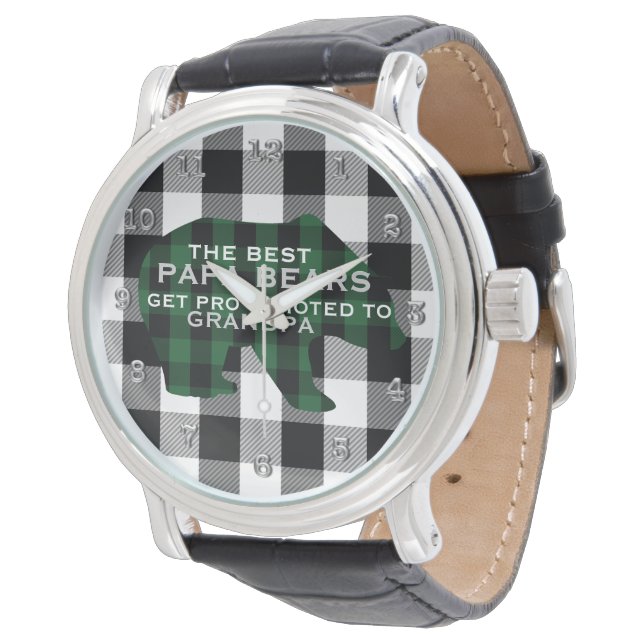 Buffalo Plaid Papa Bears Promoted to Grandpa Watch (Angled)