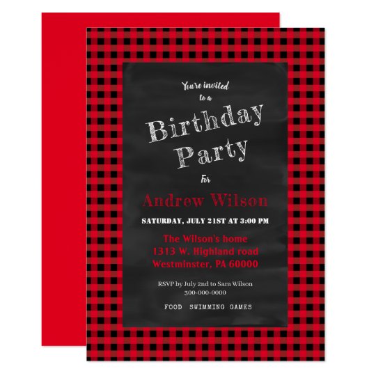 Buffalo plaid party invitation | Zazzle.com