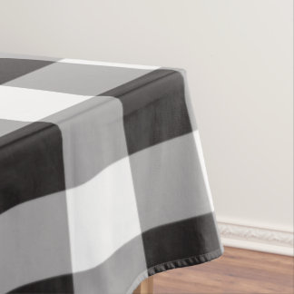 Buffalo Plaid Pattern Black and White Farmhouse  Tablecloth