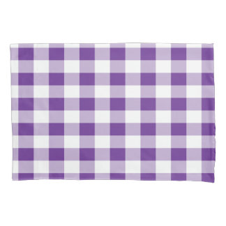 Buffalo Plaid Pattern Girly Purple and White Pillow Case