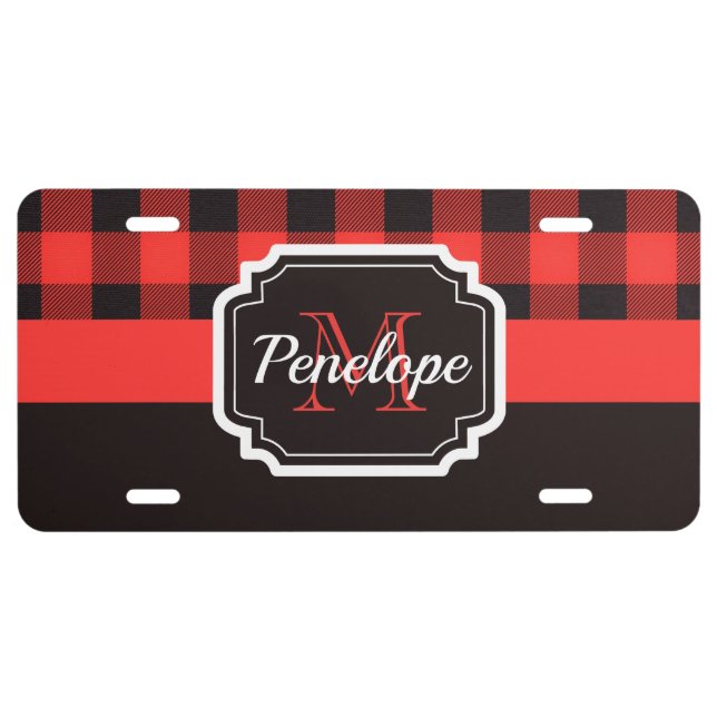 Buffalo Plaid Pattern License Plate (Front)