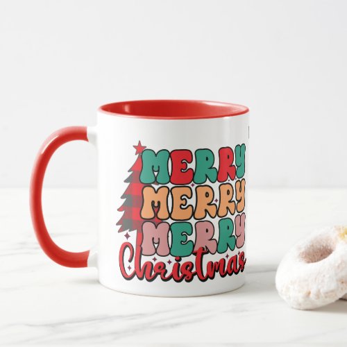 Buffalo Plaid Pattern Merry Christmas Tree Mug