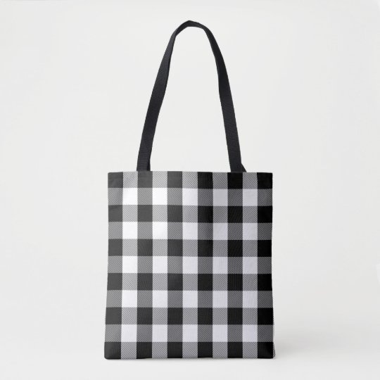 Buffalo Plaid Pattern Modern Black and White Tote Bag | 0