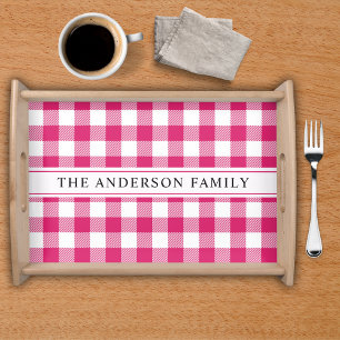 Buffalo Plaid Pattern Modern Traditional Pink Serving Tray