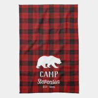 Buffalo Plaid Kitchen Towel, Bear Personalized Dish Cloth, Rustic Kitchen  Towel, Farmhouse Decor