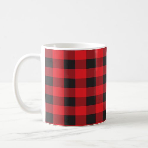 Buffalo Plaid Pattern Rustic Red and Black Coffee Mug
