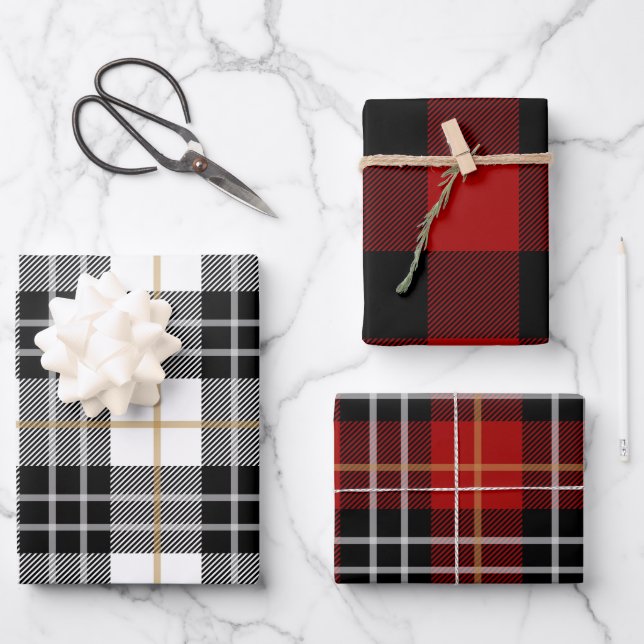 Buffalo Plaid Pattern Wrapping Paper Sheets (Front)
