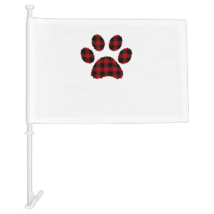 Buffalo Plaid Paw print Dog or Cat Lovers Christma Car Flag