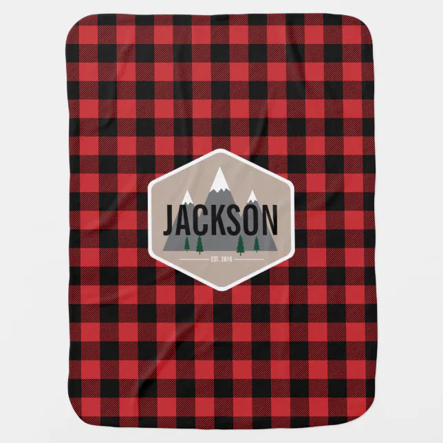 Buffalo Plaid Personalized Baby Blanket Zazzle
