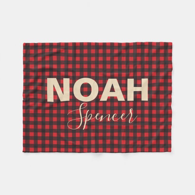 Buffalo plaid personalized blanket (Front (Horizontal))