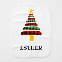Buffalo Plaid Personalized Christmas Burp Cloth