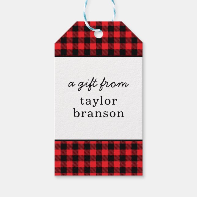 Buffalo Plaid Personalized Gift Tags (Front)