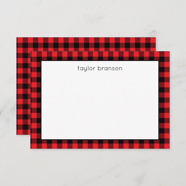 Buffalo Plaid Personalized Note Cards (Front/Back)