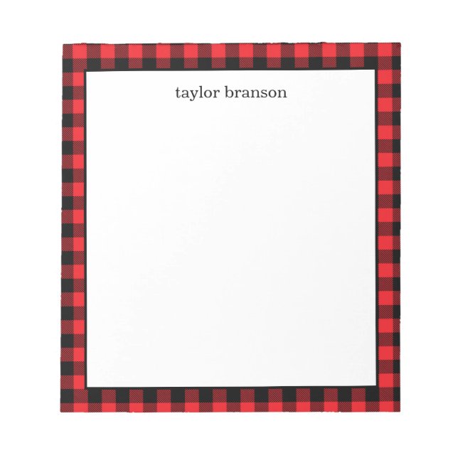 Buffalo Plaid Personalized Notepad (Front)