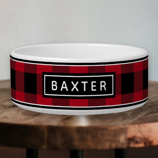 Buffalo Plaid Pet Bowl with Personalized Name (Creator Uploaded)