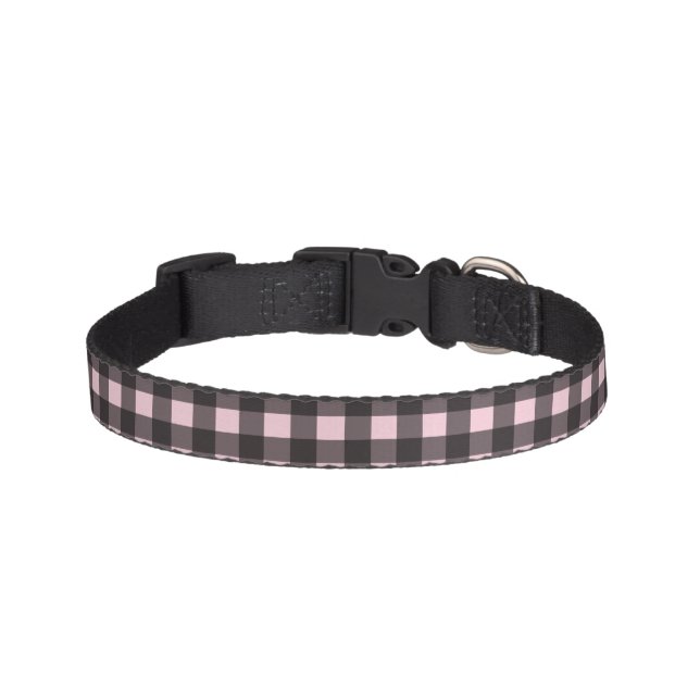 Buffalo Plaid Pink Dog Collar (Front)